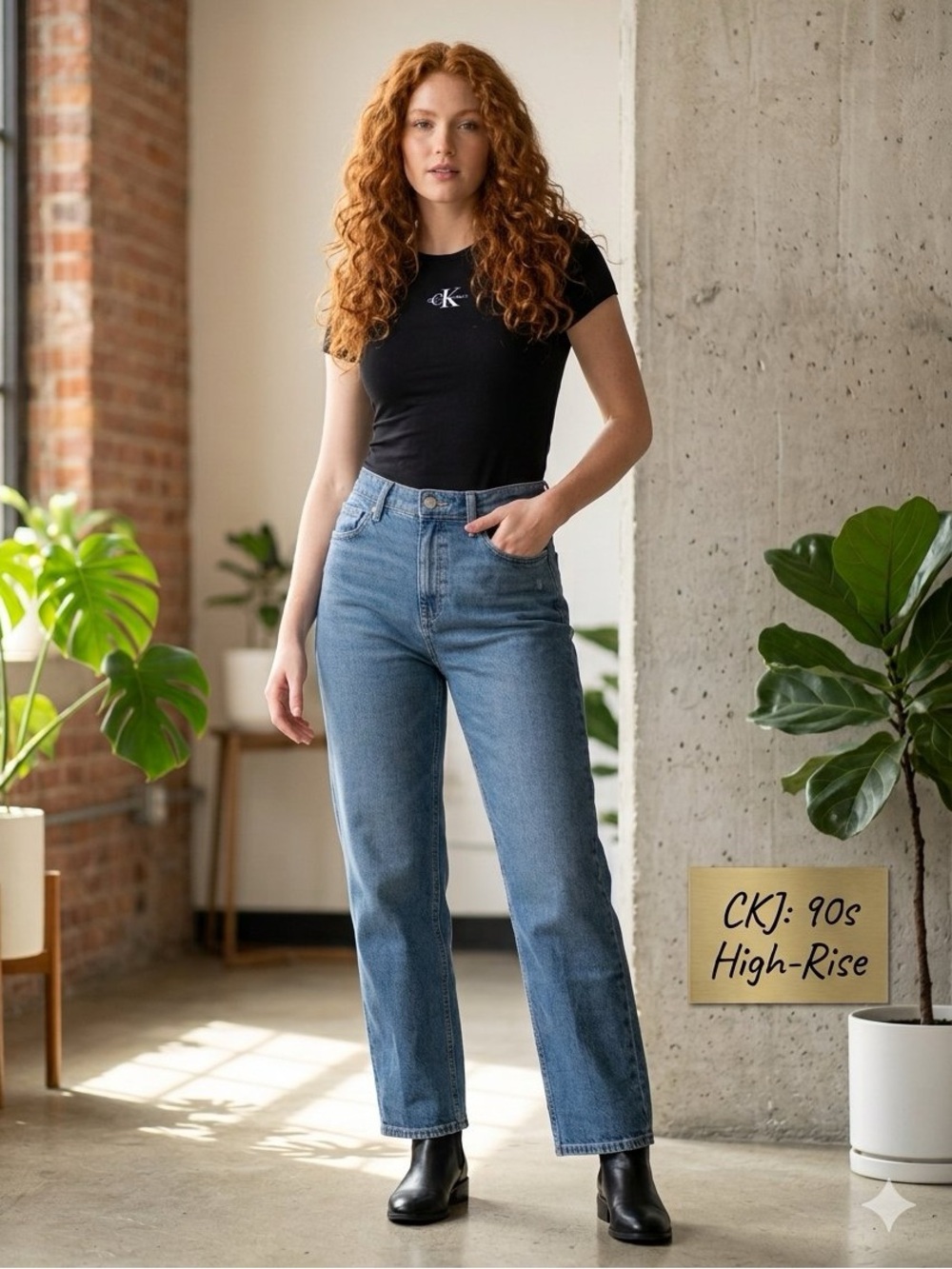 NWT Calvin Klein Jeans High Rise 90s Fit Straight Leg Medium Blue Denim 28